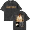 Rapper QUEVEDO Music Album BUENAS NOCHES Vintage Washed T Shirts Men Women Fashion Hip Hop High Quality Tshirt Mens Streetwear