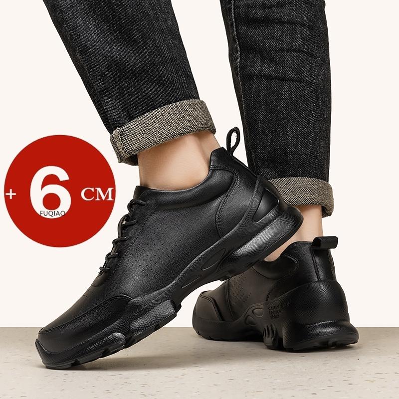 Mode Rindsleder Schuhe mit Absatzerhöhung Herren Luxus Freizeit Sport Wandern Rindsleder Sneaker Höhenerhöhung Atmungsaktiv Damen Sneaker