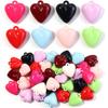 5pcs Heart Acrylic Beads 32X35mm Candy Color Baking Paint Hanging Hole Heart Loose Beads For Jewelry Making DIY Bracelet Pendant