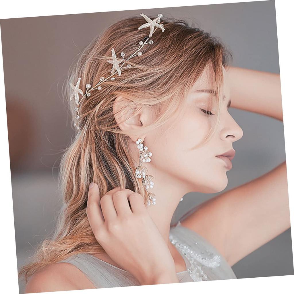 Starfish Headpiece - Wedding Hair Accessory with Pearls for Brides, Nautical Alloy Hair Decor for Women