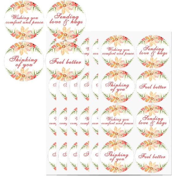 Top label Flower Greeting Label Sympathy Envelope Seals Stickers,2 Inch Get Well and Thinking of You Present Package Stickers,504 Pcs