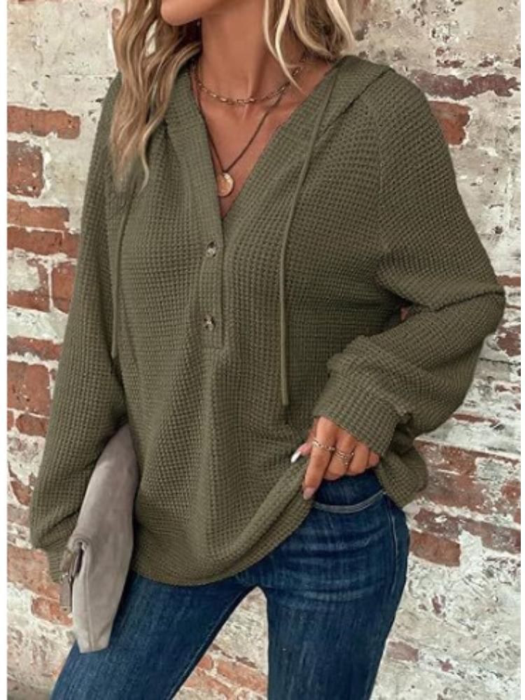 Oversized Hooded Sweatshirt with Button Front in Multiple Colors