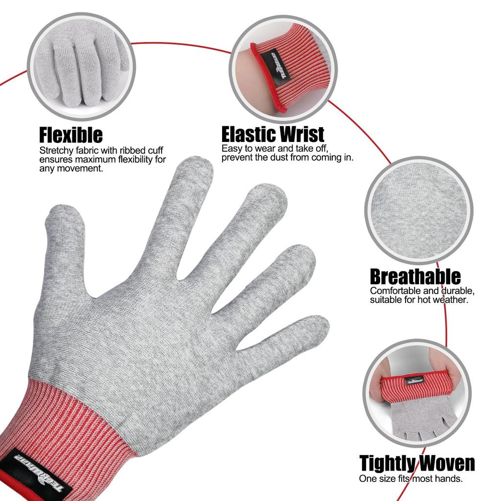 TECKWRAP Gray Professional Vinyl Wrap Application Gloves Large Size for Wrap and Decal Anti-Static (2 Pairs/Pack), Applications.