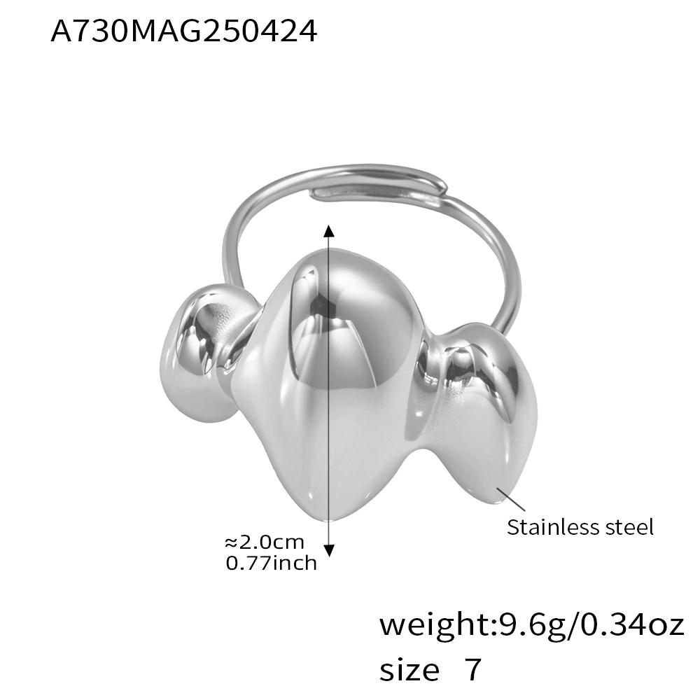 Unique Two-tone Rings In Stainless Steel With 18k Gold Plated Waterproof Fadeless Non Tarnish Adjustable Chunky Ring For Women