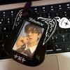 K-pop TXT Guitar Card Holder: PVC Black Display Sleeve for Fan Cards