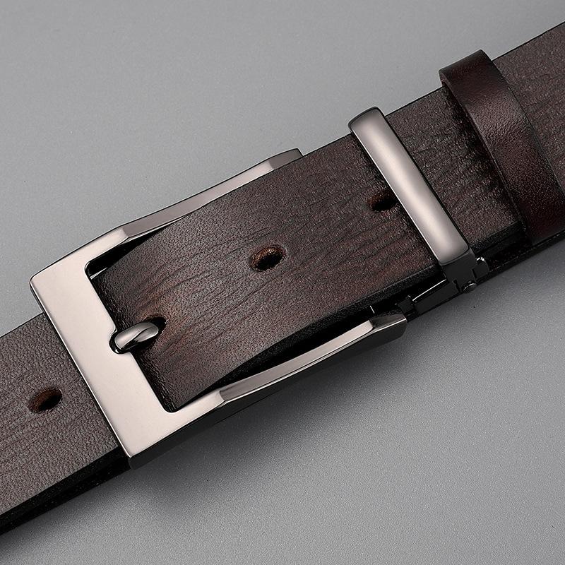 Belt Men'S Leather Pin Buckle First Layer Real Cowhide Men'S Outer Wear Formal Wear Business Youth Handmade Bare Edge Light Bottom Men'S Waist
