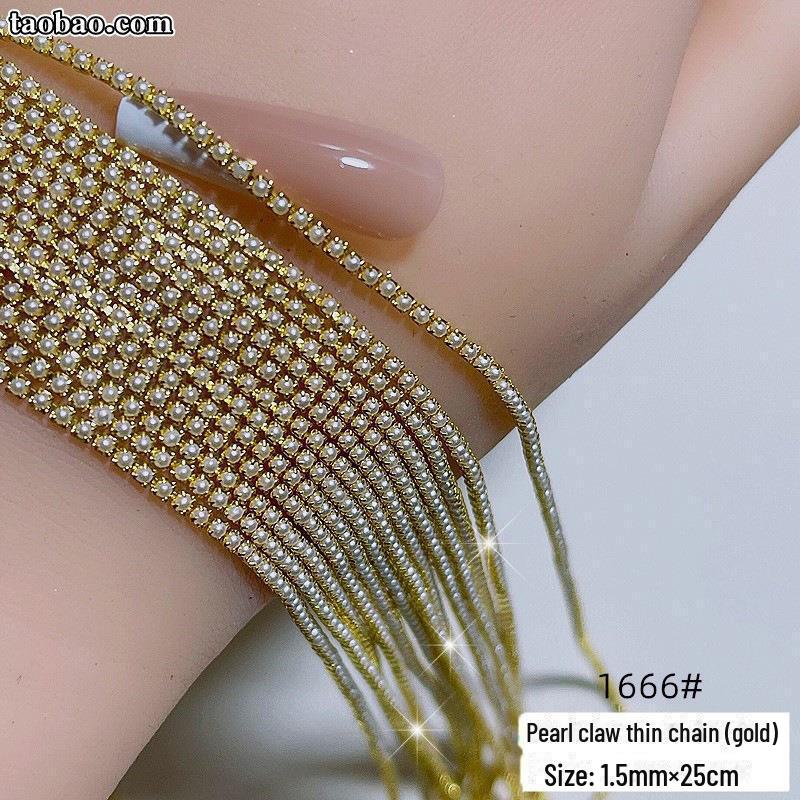 

Позолоченные 3D алмазные цепочки для ногтей: Мини-роскошные украшения для ногтей своими руками