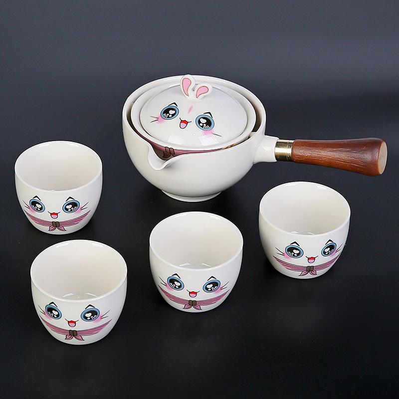New Style Rabbit Chinese Kung Fu Tea set Travel Tea set Ceramic Portable Tea set Teapot Tea Maker Infuser Teacup Cup for Tea