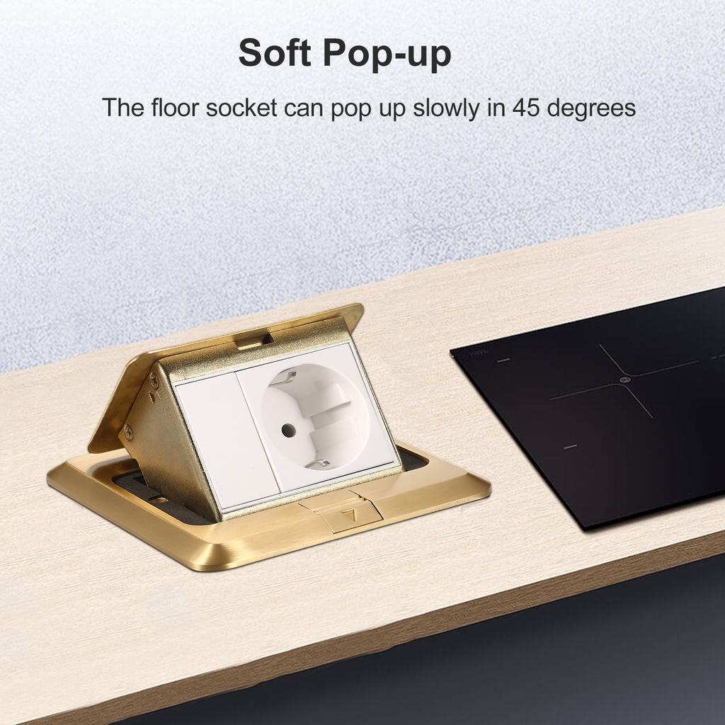 DT-T01 All-Copper Arc Waterproof Floor Socket Damping Luxury Multifunctional   Floor Socket Slow   Ground Socket