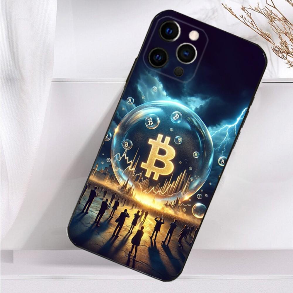 Bitcoin Digital Currency Phone Case For iPhone 16,15,14,13,12,11 Plus,Pro Max,XS,X,XR,SE,Mini,8,7 Soft Silicone Black Cover