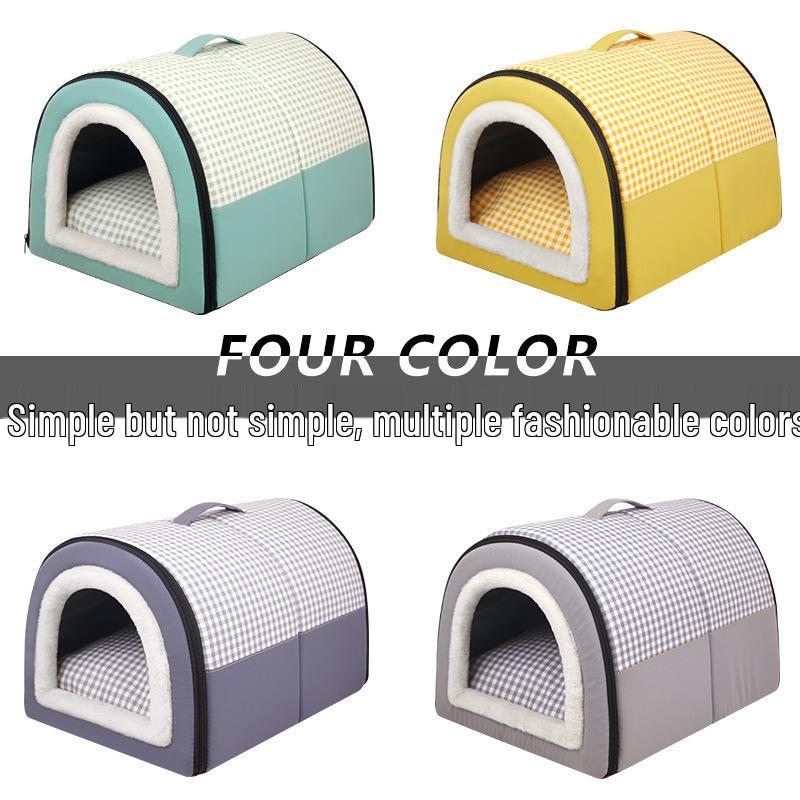 Winter Cozy Semi-Enclosed Washable Dual-Use Pet Nest for Cats & Small Dogs