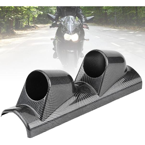Carbon Fiber Universal Meter Gauge Pillar Mount Pod Holder Bracket Gauge Holder, for Auto Truck Boat Motorcycle (2 Hole)