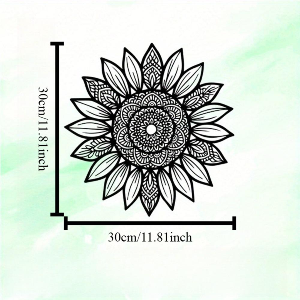 

1pc Boho Sunflower Mandala Metal Wall Art Vintage Iron Wall Sculpture Intricate Black White Design for Garden Bedroom Home Decor Powder Coated Finish 12in