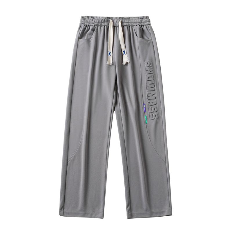 

Men s Summer Black Versatile Drape Wide Leg Pants Boys Loose Straight Sports Pants M сірий колір