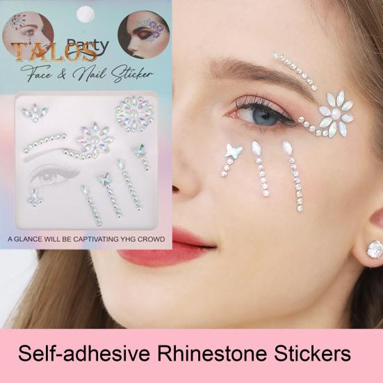 Pegatinas para ojos y cara para mujer, autoadhesivas, con diamantes de imitación, para maquillaje, tatuajes, uñas, decoraciones para fiestas de Halloween