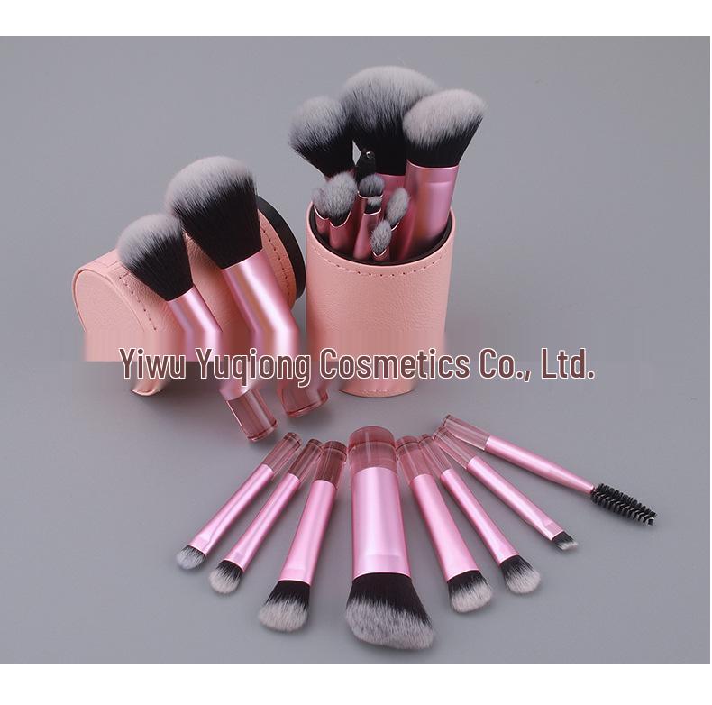 10-Piece Mini Makeup Brush Set with Soft Blush Brush, Powder Puff, Sponge, and Bag