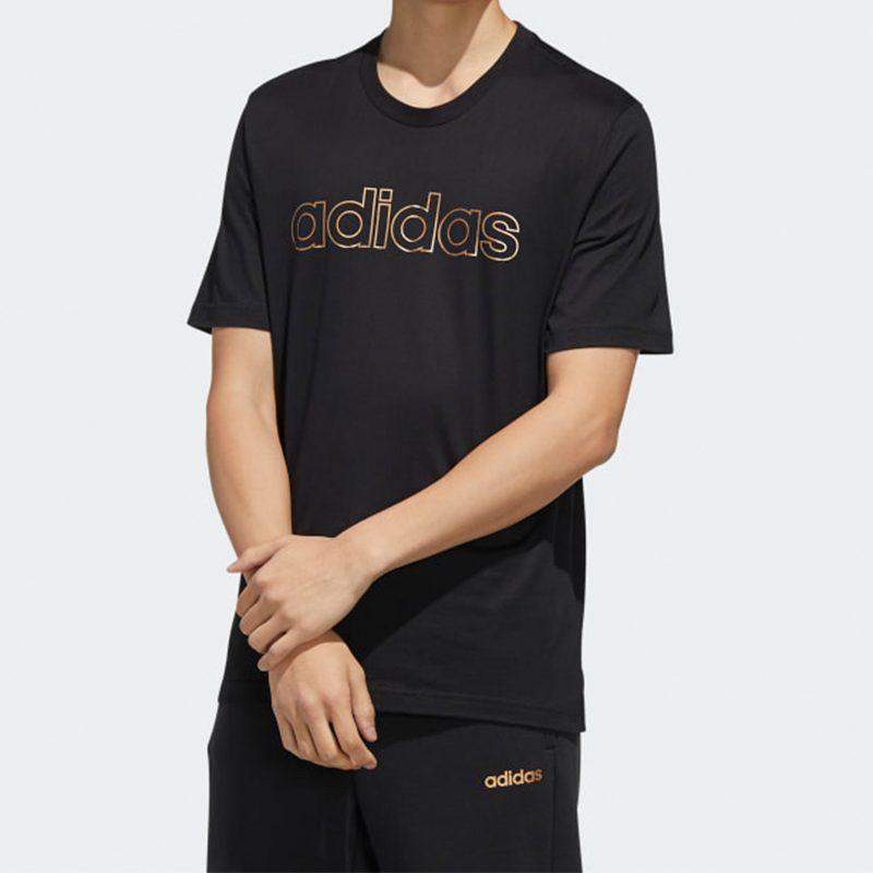 Adidas T Shirts Men's Black Crew Neck Moderate Straight Fit FM3441