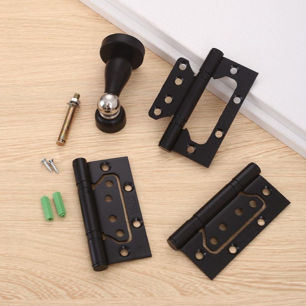 New 304 Stainless Steel Stainless Steel Hinge 3+1 Set 4 Inches Flush Door Hinges Small Solid Door Stopper Hinge Set Wooden Door
