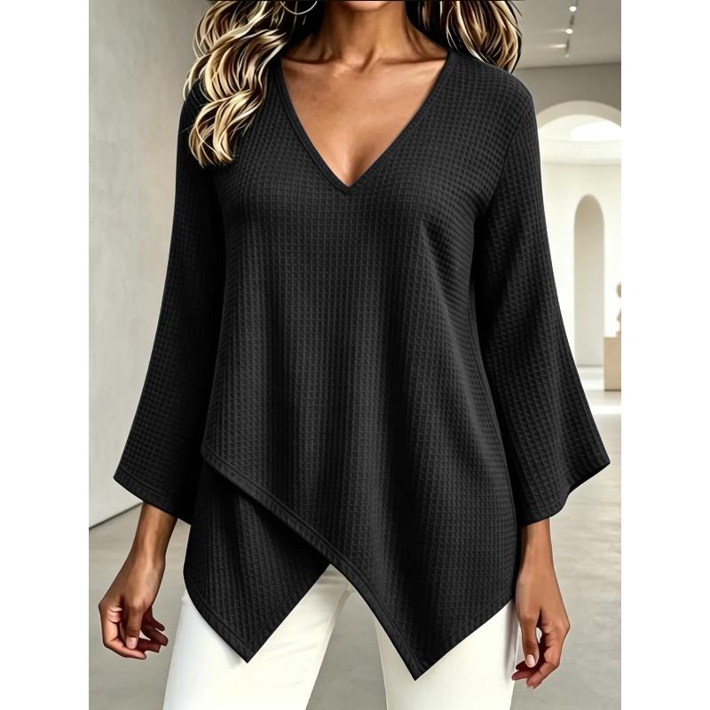 DICFY Women's Fashion Casual Long Sleeve V-Neck Blouses & Shirts