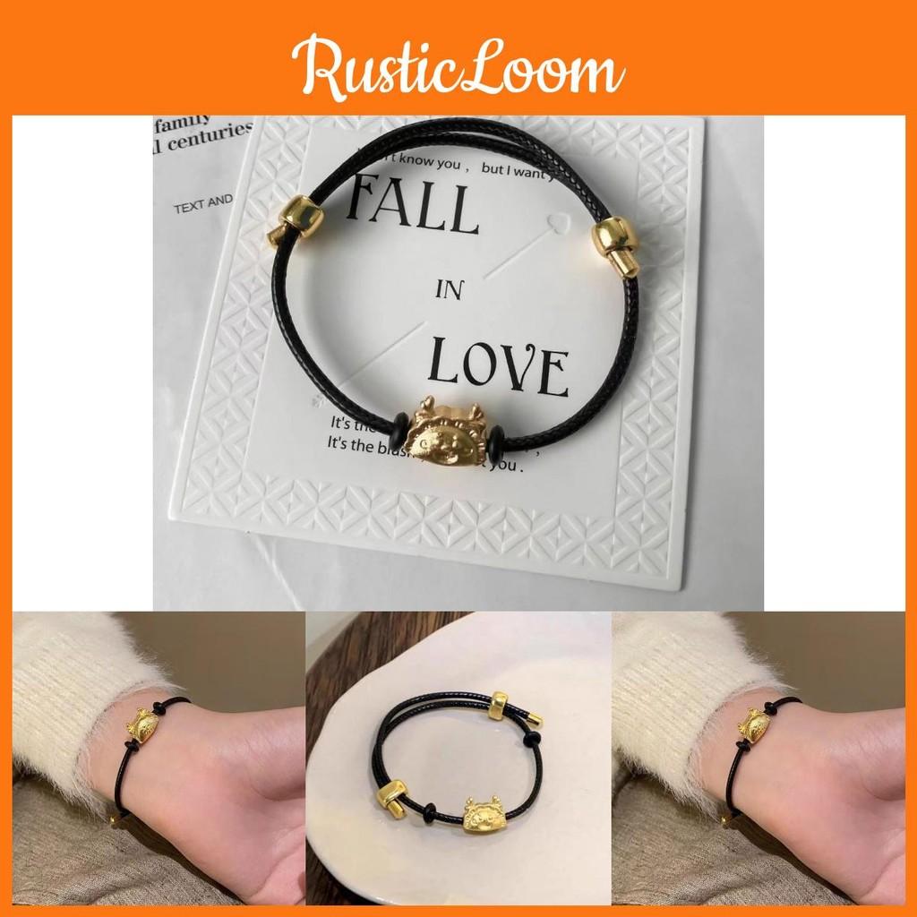 Fashion Summer 2024 Womens Black Dragon Bracelet With Red Rope And Charm Lucky