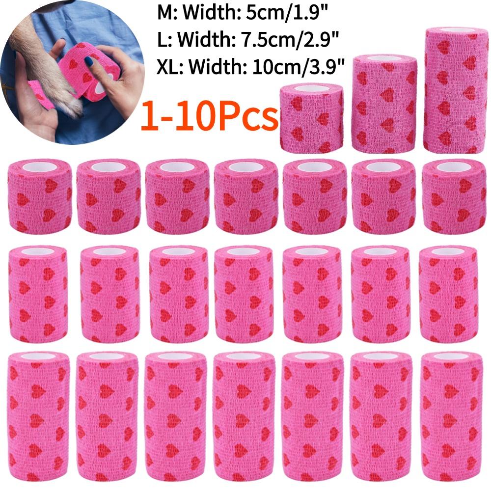 

Rose Red Heart Rolls Bandages Elastic Nonwovens Bandage Non-woven Practical Beautiful Eco-friendly Elastoplast for Pets Animal 1Pc