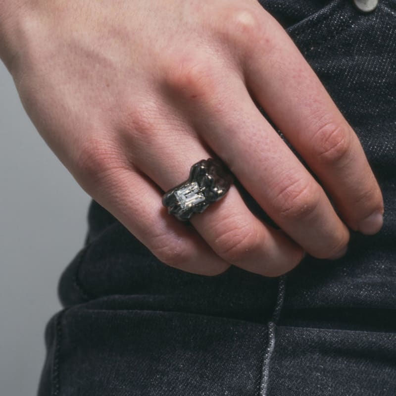 SENTIMENTS NO.322 [NEGRU] inel GEOMETRY SQUARE