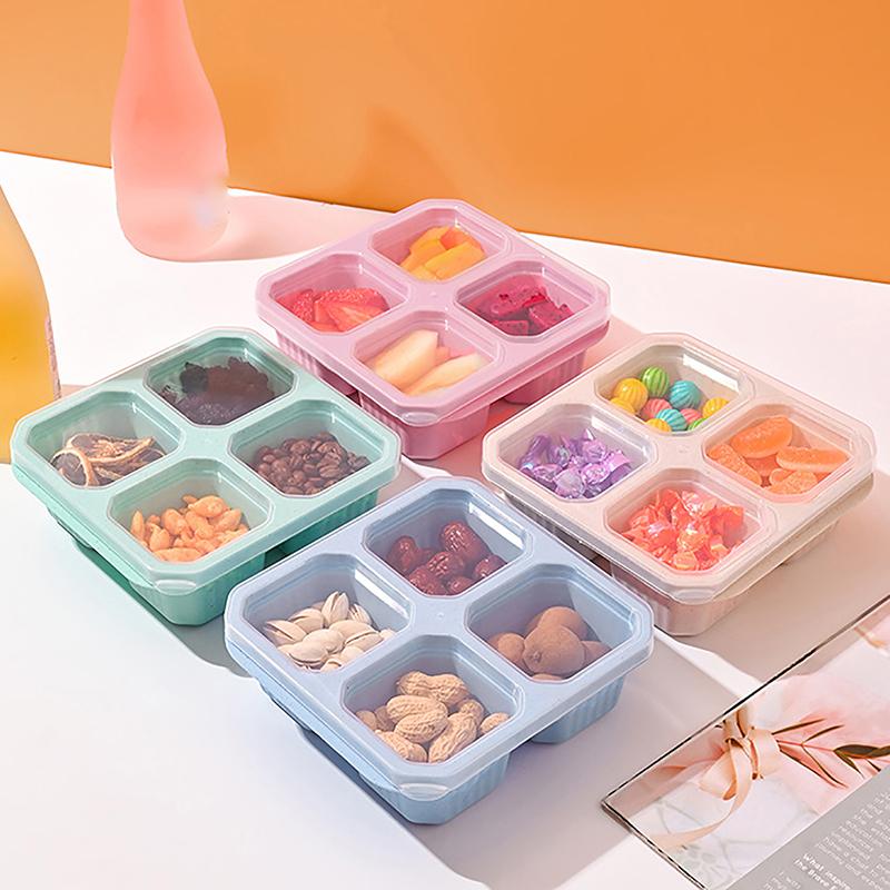 Snack Containers 4 Compartments Snack Boxes For Adults Kids Wheat Straw Meal Prep Reusable Food Storage Lunch Containers