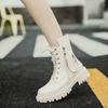 Fashion Punk Style Fur Black Booties Combat Leather Autumn Winter Ankle Boots for Women Hot Pu Footwear Boot Goth Sale Woman Short Shoes