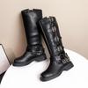 Women's Vintage Brown Genuine Leather Over-the-Knee Knight & Cowboy Boots