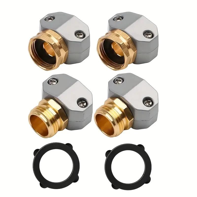 Zinc Aluminum 5/8-3/4 Inch Garden Hose Connector Water Pipe Connector Repairer Male and Female Connector Set