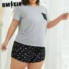 GMXIA Large Size Pajamas Women's Models Summer Enlarged Loose Casual Short-sleeved Shorts Homewear Suit