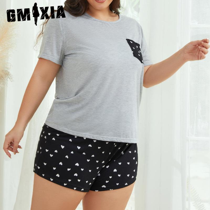 GMXIA Large Size Pajamas Women's Models Summer Enlarged Loose Casual Short-sleeved Shorts Homewear Suit
