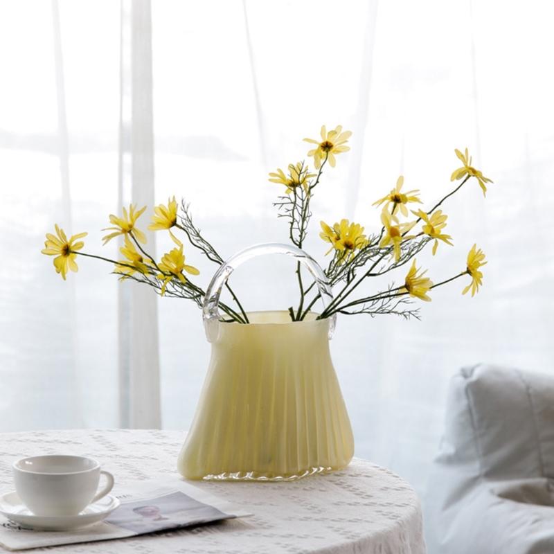 Verdickte Klare Glasvasen Handtaschenform Hülle Halten Blume Geeignet Für Haus Büro Dekoration Geburtstagsgeschenk