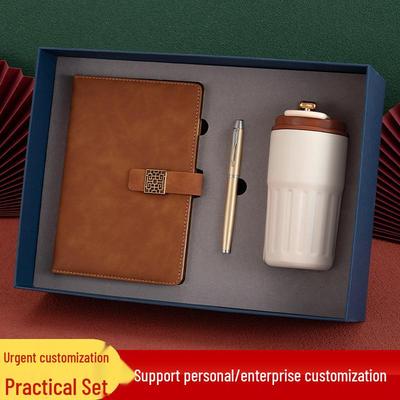 Büro-Geschenkset: A5 Notizbuch mit Kaffeetasse Souvenir – Anpassbares Logo