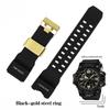 Resin Silikon Klokkereim For Casio Big Mud King GWG-1000GB Svart Gull G-SHOCK GWG-1000 Serie Gummireim med Verktøy Armbånd
