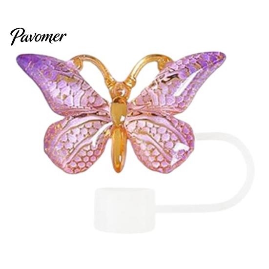 Cute Butterfly Straw Caps Silicone Toppers Covers for 10mm Straws, Dust-Proof Reusable Personalized Decorations Tumblers, Colorful Tips Accessories