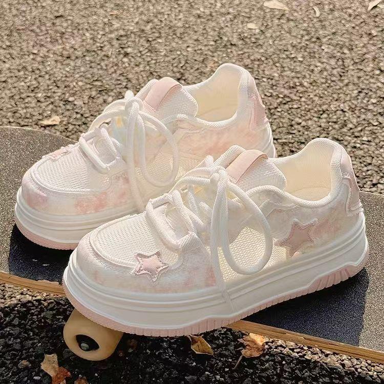 

Маленькие белые туфли детские новые для учеников средней школы сетчатые на платформе спортивные туфли студенческие универсальные дышащие кеды 36 розовый