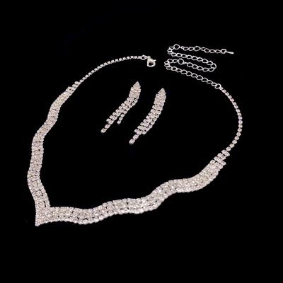 Simple Niche Claw Chain Rhinestone Wedding Necklace Bridal Necklace Earrings Jewelry Banquet Necklace Jewelry Set