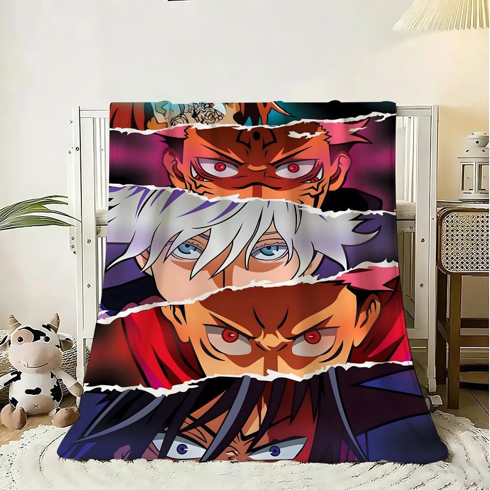 Cartoon Jujutsu Kaisen Throw 240g Flannel Blanket Lightweight Soft Skin-friendly Summer Thin Throw Blanket