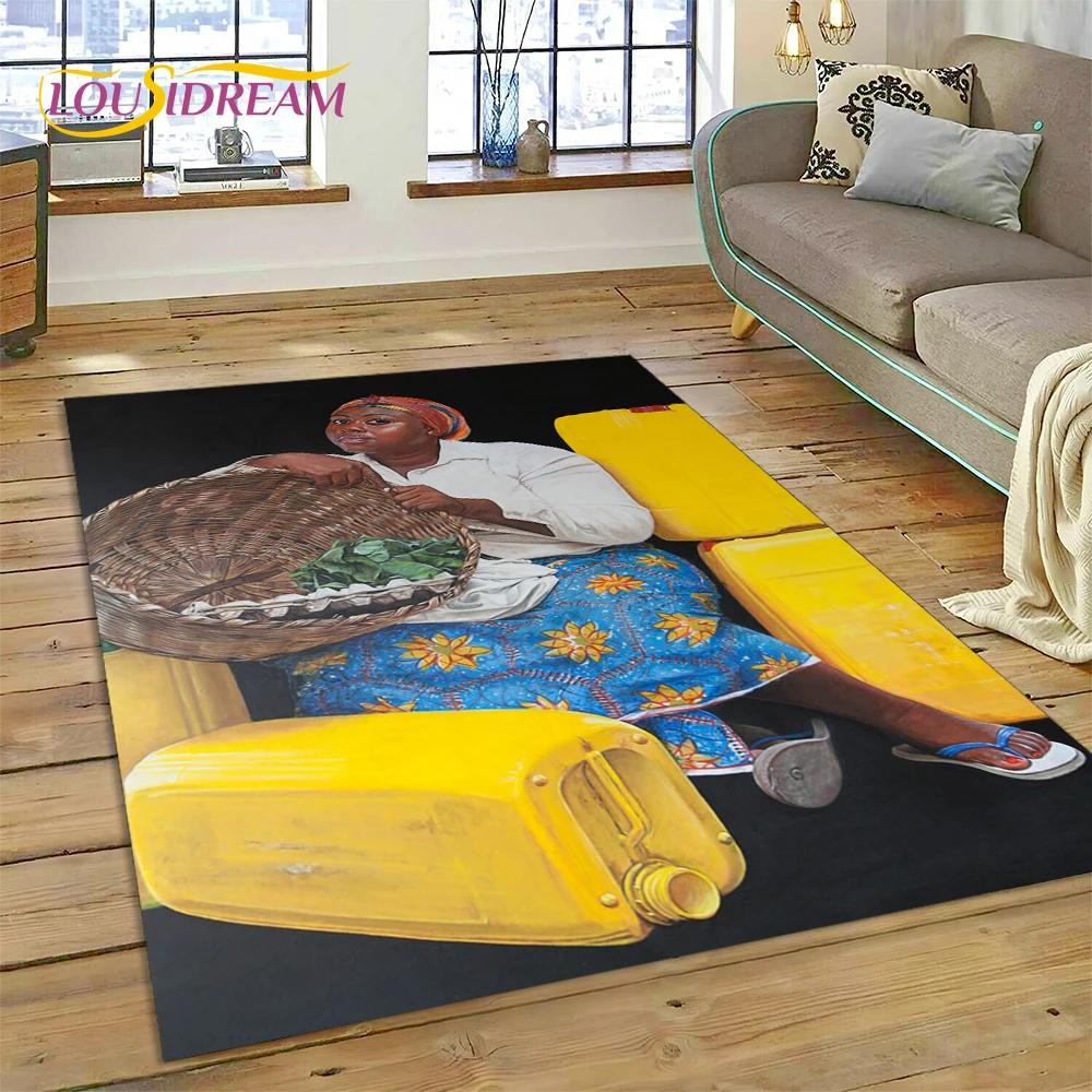 Cartoon Africa Ethiopian Custom Painting Art Carpet Rug for Bedroom Living Room Home Sofa Decoration,kids Large Decor Floor Mat