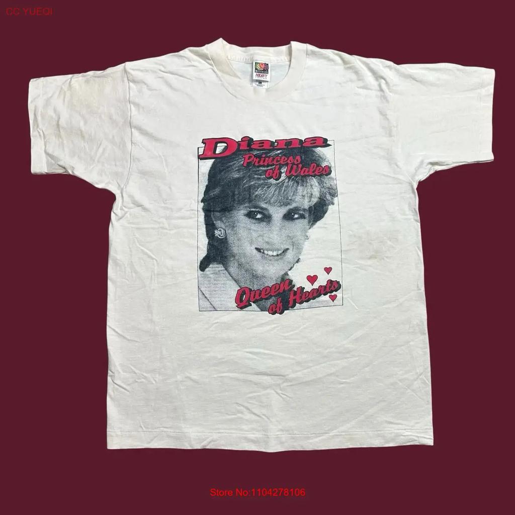 Vintage 90er Prinzessin Diana Selten von Wales Königin Herzen T-Shirt Gr. XL vintage Gewaschen Atmungsaktiv Mode Streetwear Lässig