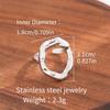 Stainless Steel Adjustable Open Ring - Colorfast Titanium Jewelry
