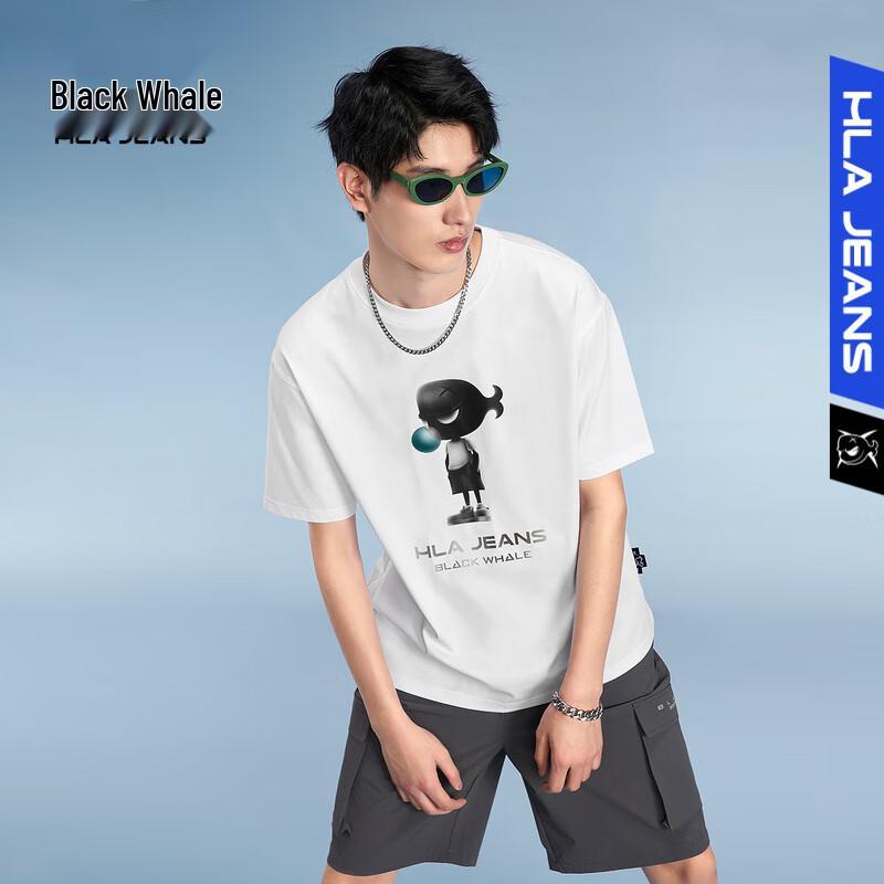 

HLA Black Whale Men s Printed Round Neck T-Shirt XL