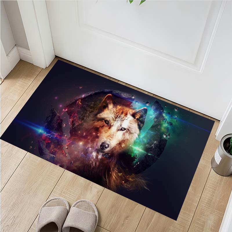 Cute Husky Puppies Doormat, Two Fluffy Dogs Non-Slip Floor Mat for Pet Lover Home Decor