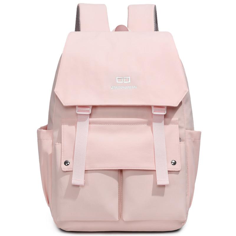 Preppy Einfarbiger Schulranzen Damen Rucksack mit großem Fassungsvermögen