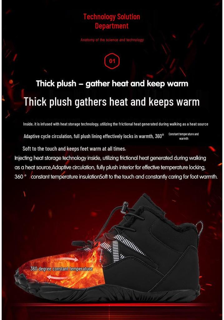 Men's Winter Non-slip Lace-up Cotton Snow Boots, Mid-top Sport Style, Couple's Edition.