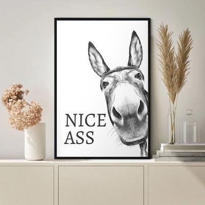 Nice Ass Zitat Lustiges Schild Leinwandgemälde Vintage Esel Poster und Drucke Wandkunst für Toilettendekoration Badezimmerdekor Bild