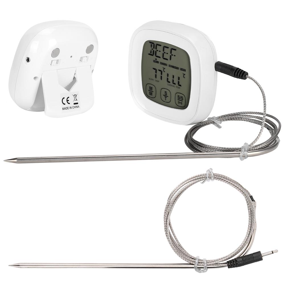 Digital grilltermometer med pekskärm och timerfunktion, köksmatlagningsaccessoar