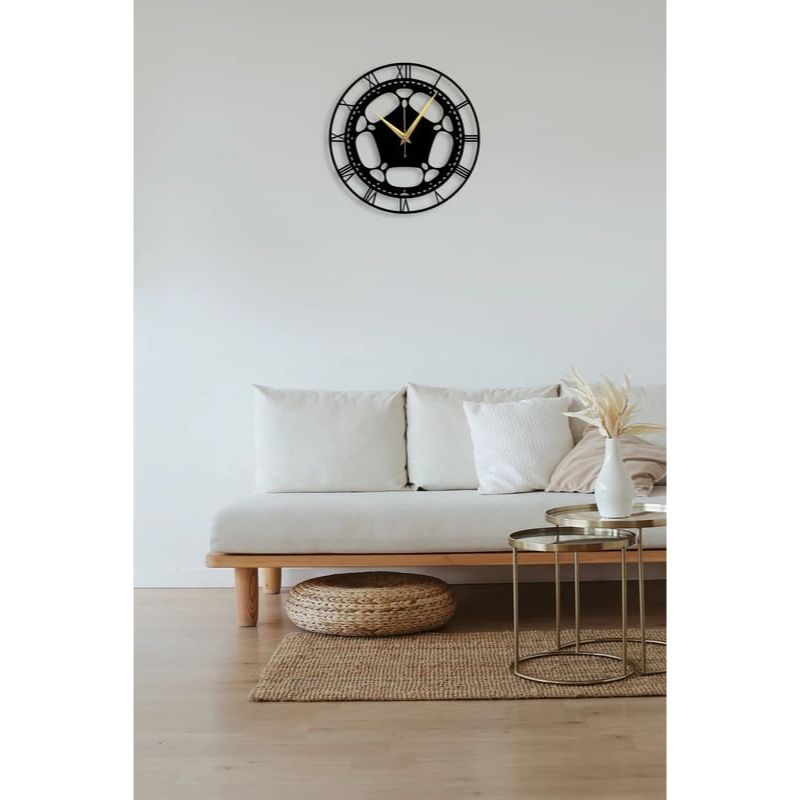 Large Size Clock & Wall Ornament/Metal Outdoor Wall Clock for Bedroom, Office -Black