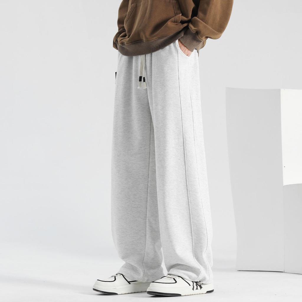 Men's Korean Relaxed Wide-Leg Velvet Sweatpants for Autumn and Winter